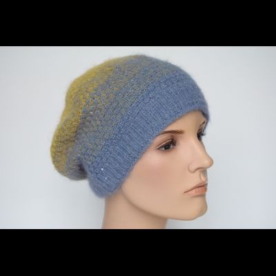 Берет вязаный голубой с желтым Vizio Италия 6711 В