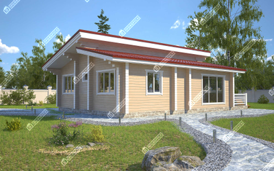 Одноэтажный дом из клееного бруса ПБ-01, 100 м2