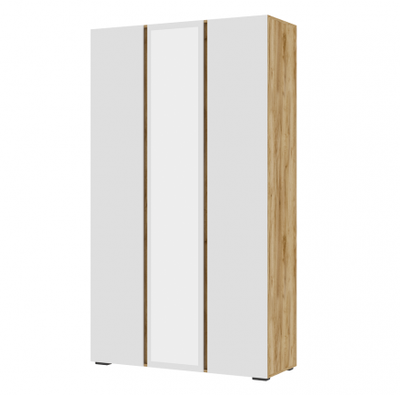 Спальня ХЕЛЕН - Шкаф 3х-створчатый с зеркалом ШК 02 Дуб Крафт золотой/Белый Шагрень