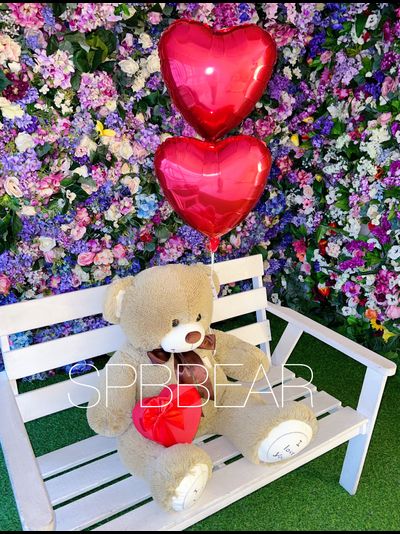 Подарочный набор №3 - Плюшевый мишка 120 см, Шары сердца 2, Киндер бокс средний