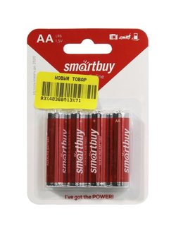 Батарейка AA щелочная Smartbuy SBBA-2A04B 1.5V 4 шт