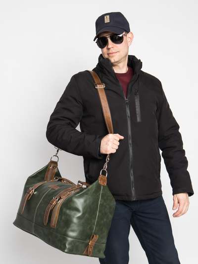Кожаная дорожная сумка Campora Premium dark green (арт. 
4019-11)