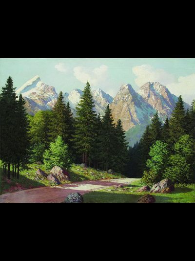 Картина обогреватель, репродукция Арсения Мещерского Горный пейзаж 2