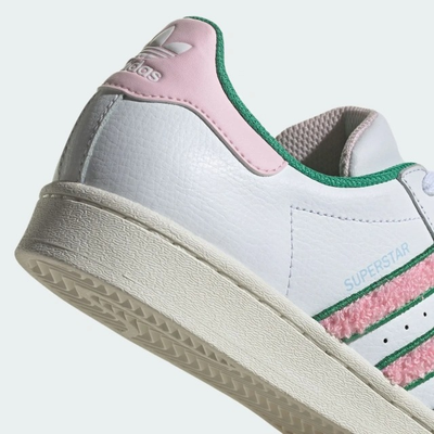 Adidas Superstar White Pink Green Chenille
