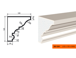 Фасадный карниз из пенополистирола с покрытием LEPNINAPLAST (Лепнинапласт) КВ-125/1