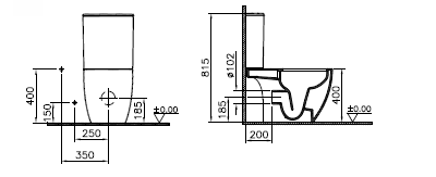 Комплект напольного безободкового унитаза с тонким сиденьем микролифт Vitra Sento Open-Back с тонким сиденьем микролифт, 9830B003-7204
