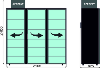 Морозильная камера на 3 стеклянных двери Коловрат 3, -15°C