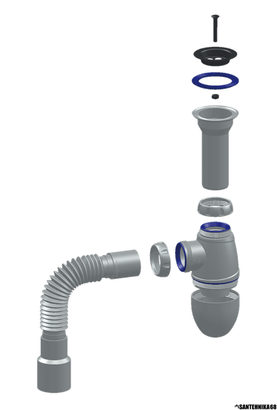 Сифон для мойки с литым выпуском Unicorn В120