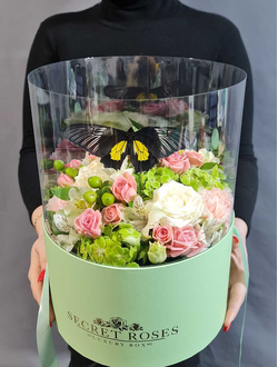 Букет в коробке с бабочкой №112