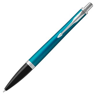 Ручка подарочная шариковая PARKER "Urban Core Vibrant Blue CT", изумрудный глянцевый лак, хромированные детали, синяя, 1931577