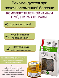 Травяной чай Волгаладь № 59 с медом разнотравье, лечебный комплект, 70/140 г