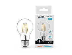 Лампа светодиодная Gauss Elementary Filament ЛОН А60 Е27 11W(930lm) 4100К 105х60  прозр, стекло, нитевид 22221