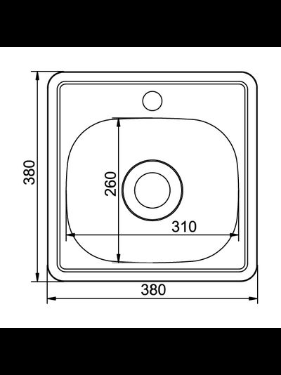 Мойка врезная Mixline 38х38 48*48 толщина 0,6 мм глубина 150мм