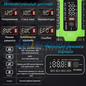 Орбита OT-APZ23 ЗУ для аккум. с крокодилами (12/24В,10A)