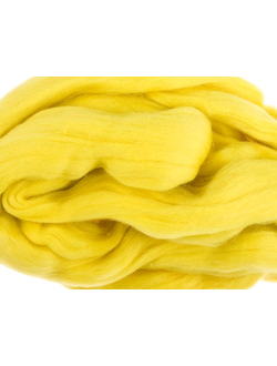 Шерсть для валяния, лента гребенная, Камтекс, полутонкая, лимон яркий (029), 50г