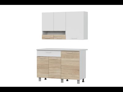 Кухонный гарнитур "КГ - 4(1200)" Белый / Дуб Сонома / Белый / Антарес  (SV)