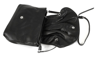 (АРТИКУЛ: 8475) СУМКА ЖЕНСКАЯ НЕБОЛЬШАЯ, НАТУРАЛЬНАЯ КОЖА,ЧЕРНАЯ, С ПОДВЕСКАМИ ИЗ МЕТАЛЛИЧЕСКИХ БУСИН И СРТАЗ, РЕМЕНЬ ЧЕРЕЗ ПЛЕЧО