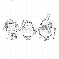 Штамп Рисунок от руки три медведя зимой