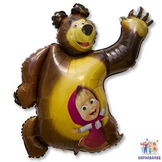 Шар фигура Маша и Медведь 90 см фольга ( шар + гелий + лента)