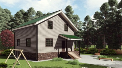 Двухэтажный каркасный дом с четырьмя спальнями 147м² (SK21)