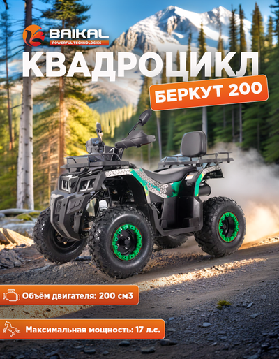 Квадроцикл BAIKAL БЕРКУТ 200 зеленый