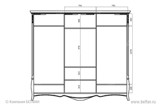 Шкаф-купе для одежды 3-х дв. "Трио" (с зеркалом), Belfan купить в Новороссийске