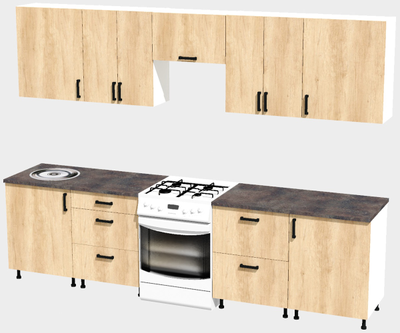 Кухня Эконом 2,4 метра (1200х1200) Цвет: Дуб Сонома/Дуб Сонома