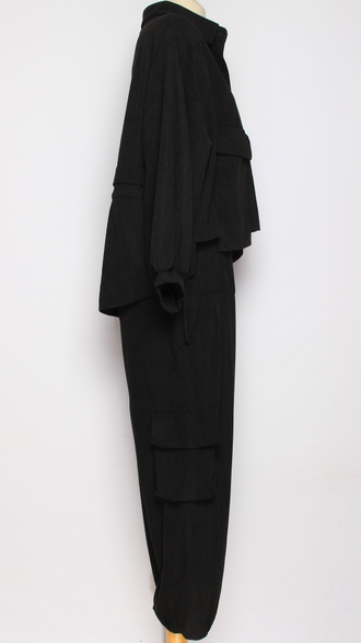 Костюм Бохо "КРУПНЫЙ ВЕЛЬВЕТ КАРМАНЫ" черный р.42-48