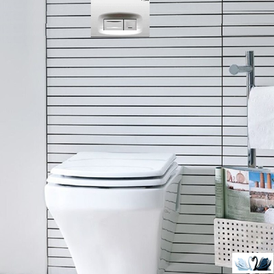 Панель смыва инсталляции для унитаза CREAVIT ORE GP3004.00 в белом интерьере с унитазом TP326