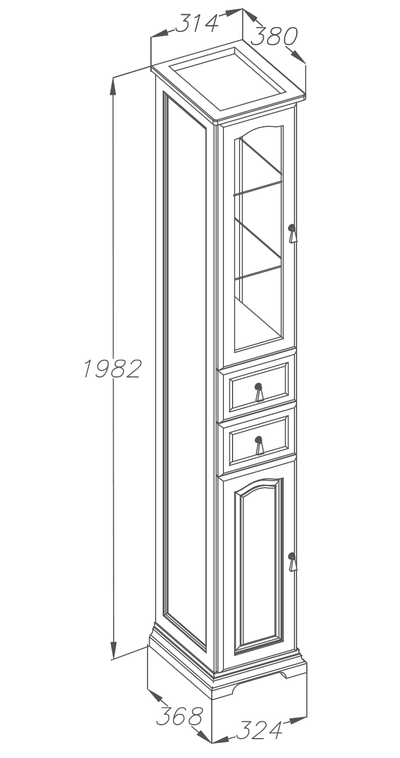 Пенал Opadiris Риспекто 30 белый матовый, правый