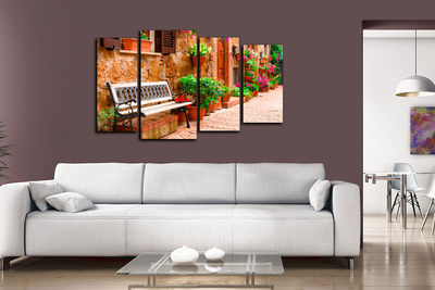 Модульная картина "Цветная улочка Италии"