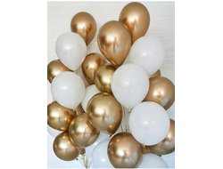 10 шаров белые золотые хром