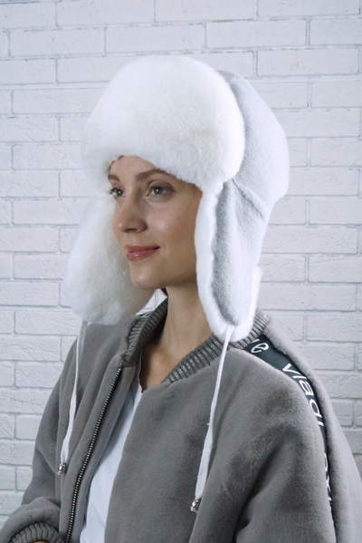 Ушанка "Гармония" цвет серебро + белый