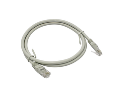 Коммутационный шнур NETLAN U/UTP 4 пары, Кат.5е (Класс D), 100МГц, 2хRJ45/8P8C, T568B, заливной, многожильный, BC (чистая медь), PVC нг(B), серый, 0,5м