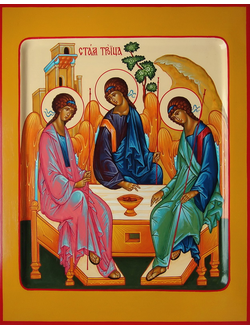 Троица Святая. Рукописная икона. 22х28см.