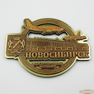 МАГНИТ ИЗ БЕРЕСТЫ ВЫРЕЗНОЙ НОВОСИБИРСК АЭРОПОРТ4 ЗОЛОТО