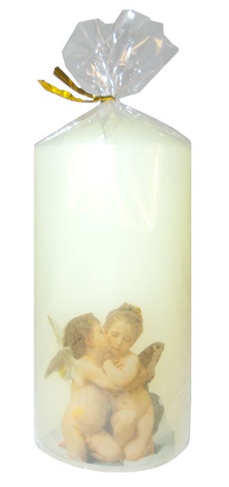 Свеча столбик ангелы декоративная.
