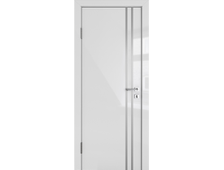 Глянцевая дверь GL6 цвет серый с молдингами