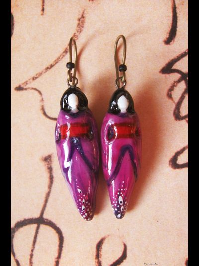 Фарфоровые украшения "Вальс магнолии", комплект из подвески и серёжек