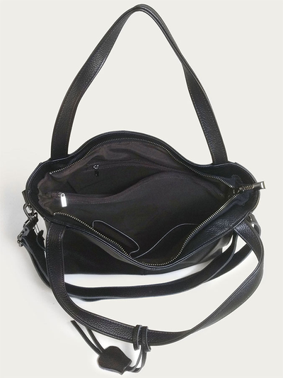 (АРТИКУЛ: 10024/1/82) СУМКА ЖЕНСКАЯ СРЕДНЕГО РАЗМЕРА, НАТУРАЛЬНАЯ КОЖА, ЧЕРНАЯ, С ПЛЕЧЕВЫМ РЕМНЕМ