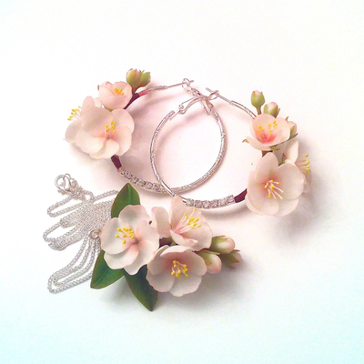 Серьги "Яблоневый цвет". Нежно-розовые.