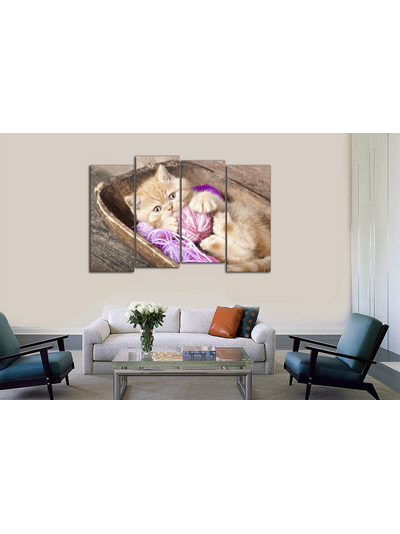 Модульная картина "Котенок с клубочком"