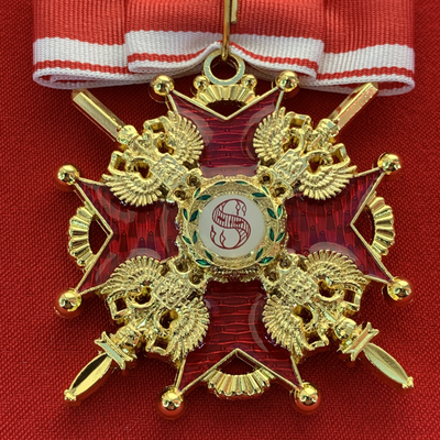 Орден Святого Станислава 2-й степени с мечами, с бантом из муаровой ленты.Полноразмерная копия LUX! Лот № 82.