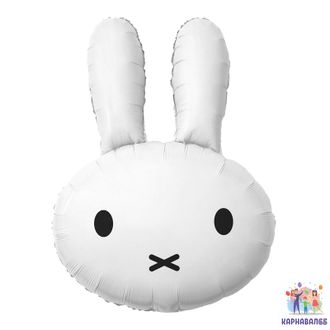 Белый зайка 80 см ( шар+ гелий+  лента)