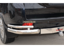 Защита заднего бампера угловая двойная под фаркоп d76/42 для Toyota Land Cruiser Prado 150 (2010-...)