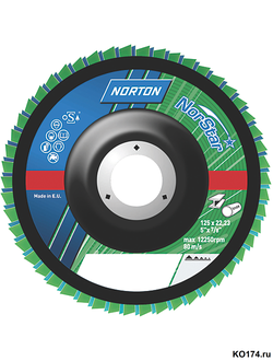 Круг лепестковый торцевой КЛТ 125х22 P40 Norton Norstar SG Cer/Zn