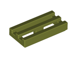 Tile, Modified 1 x 2 Grille with Bottom Groove / Lip, Olive Green (2412b / 6071200)