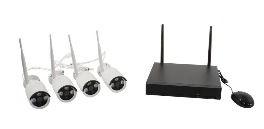 NVR+4IPC 3M Wi-Fi Комплект беспроводной системы видеонаблюдения, видеорегистратор + 4 видеокамеры, F