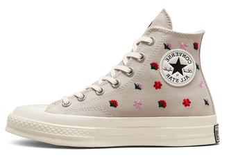 Кеды Converse Chuck Taylor 70 Floral Embroidery серые высокие с вышивкой