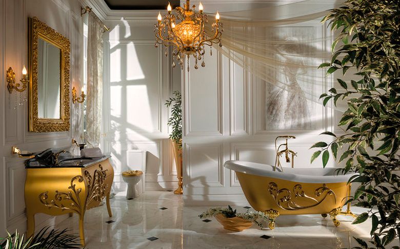 Ванная оформленная в золотом цвете